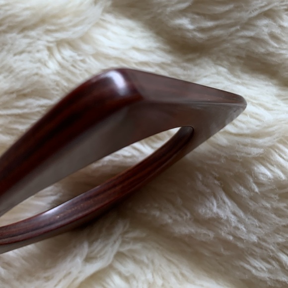 Vintage wood bangle bracelet square - Picture 7 of 9
